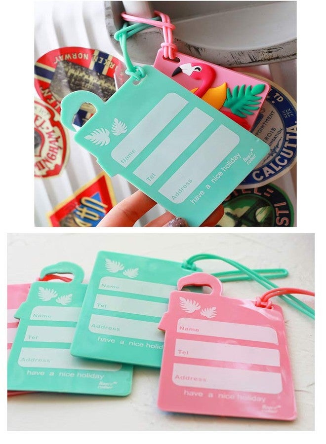 OVOV Traveler Luggage Tags Unique Cute Flamingo Luggage Tag Set of 4 - Image 4